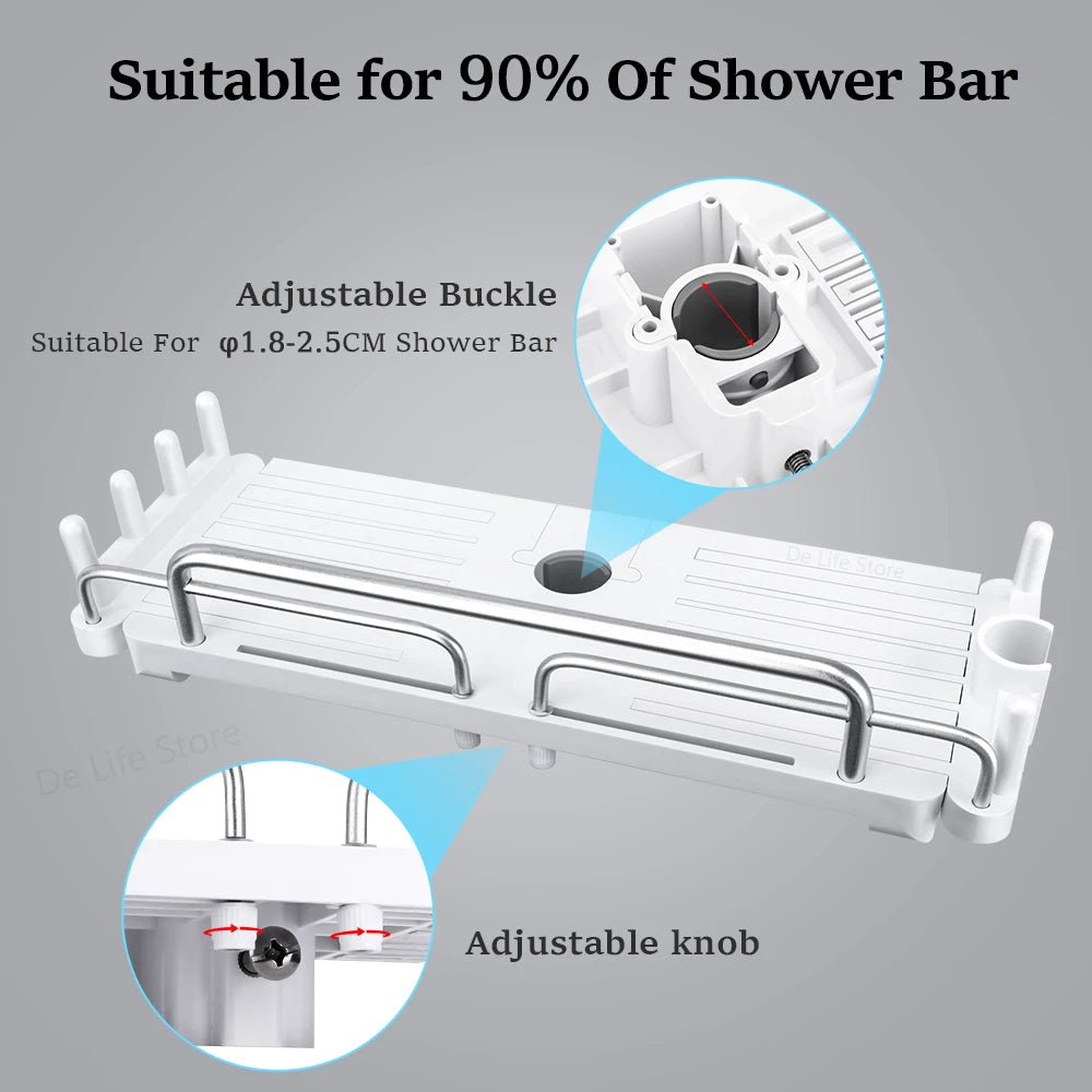 Extendable Shower Shelf - No Drilling, Shampoo Tray & Storage