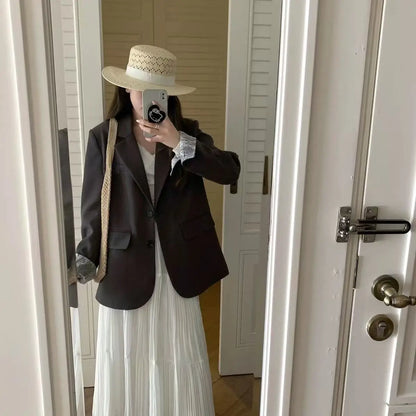 Blazer patchwork en dentelle à manches longues pour femme