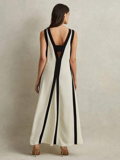 Ärmelloses Maxikleid in Kontrastfarbe