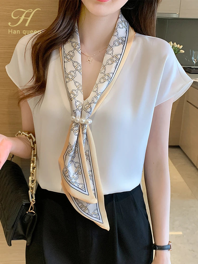 Han Queen Summer Office Lady Blouse