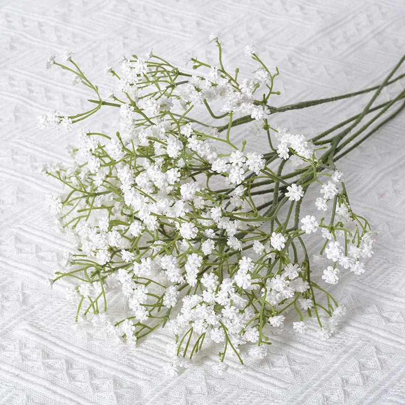 Bouquet de 90 têtes de fleurs artificielles blanches décoratives