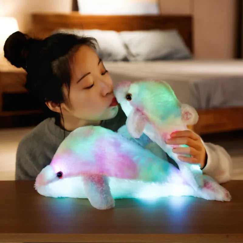 Dauphin lumineux en peluche douce - Jouet lumineux à LED