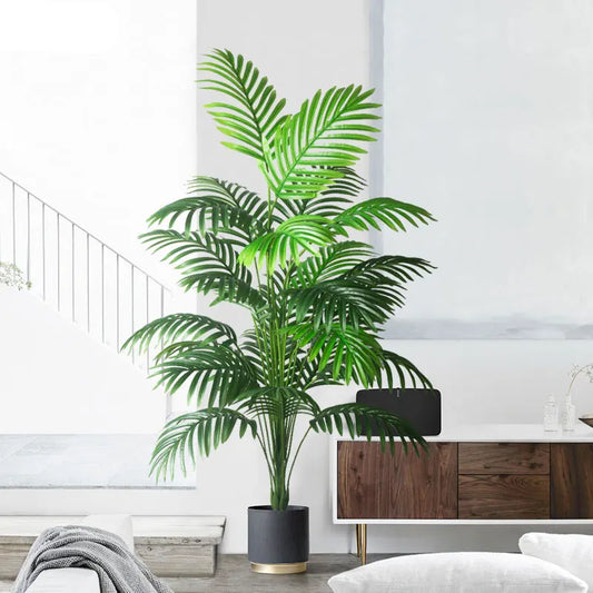 Grand palmier artificiel de 90 à 120 cm avec branches de Monstera