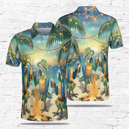 Parrot Print Polo Shirt for Men