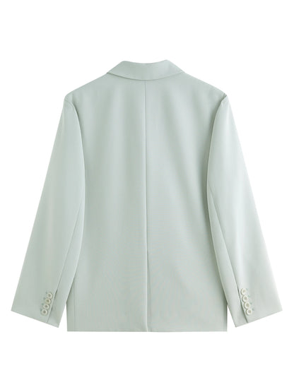 Amii Minimalism Spring Office Lady Blazer mit Spitzen-Tanktop mit V-Ausschnitt