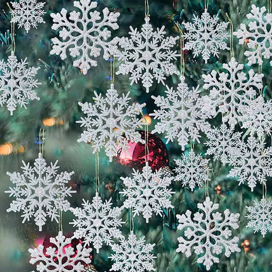 6/12 Stück künstliche Schneeflocken für den Weihnachtsbaum.