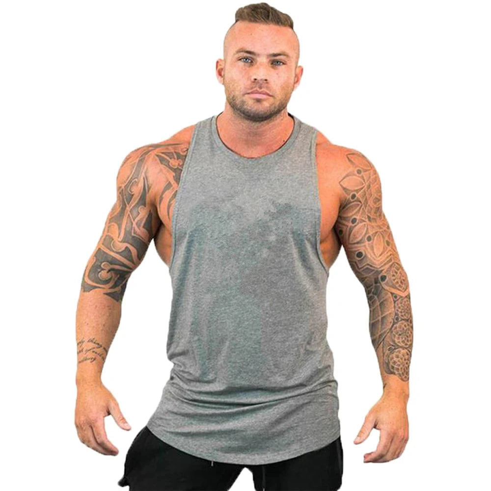Men's Clothing Bodybuilding and Fitness Stringer Singlets Tank Top Vest Sleeveless Sweatshirt Workout Shirt Undershirt Gym Gyms