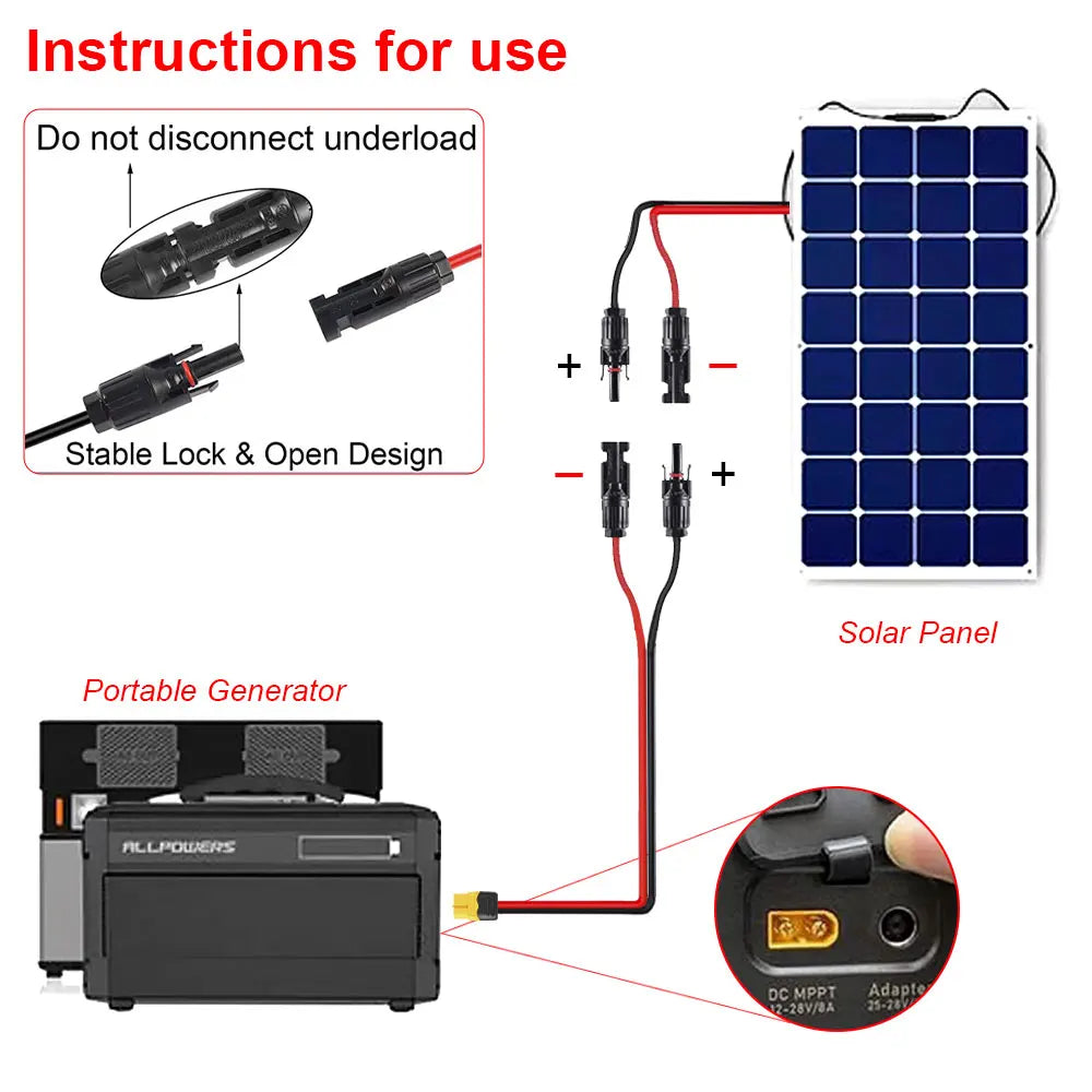 Solar Charge Cable XT60 Adapter Extension