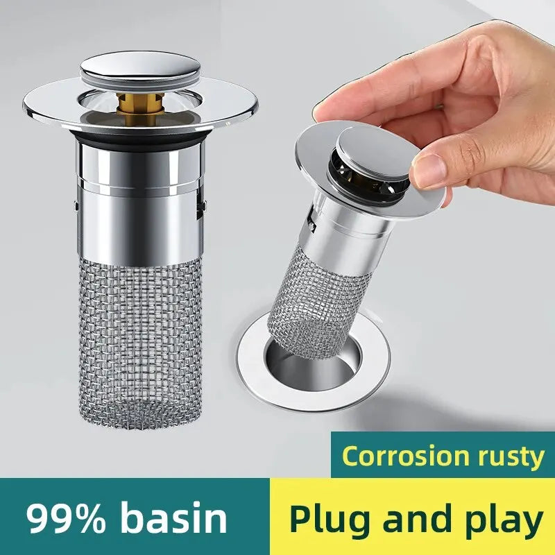 Stainless Steel Washbasin Leak Plug with Odor-Proof Bouncing Core