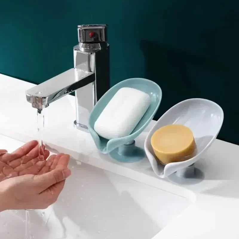 Leaf-Shaped Soap Holder with Suction Cup Drying Rack