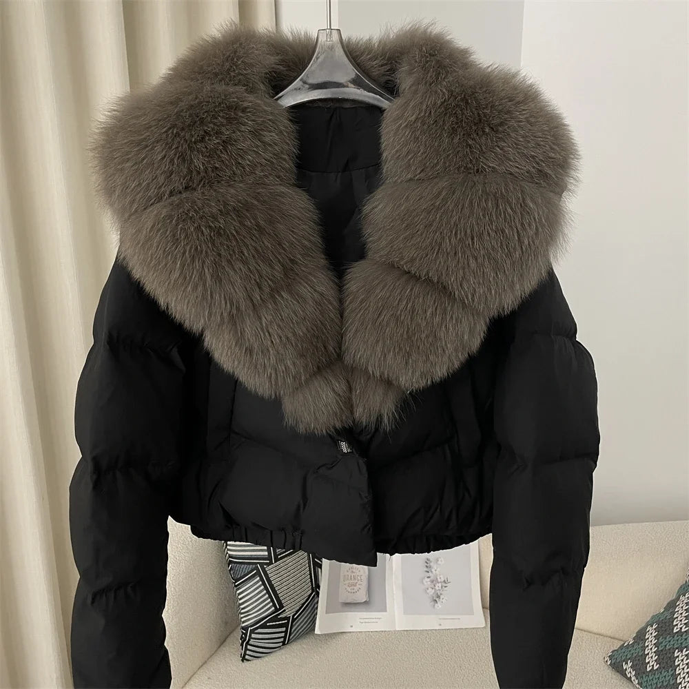 Short Puffer Jacket – Real Fox Fur & Down Coat