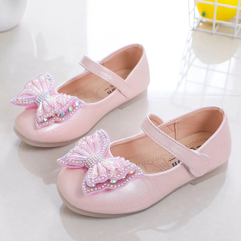 Chaussures plates à paillettes et nœud pour fille - Printemps