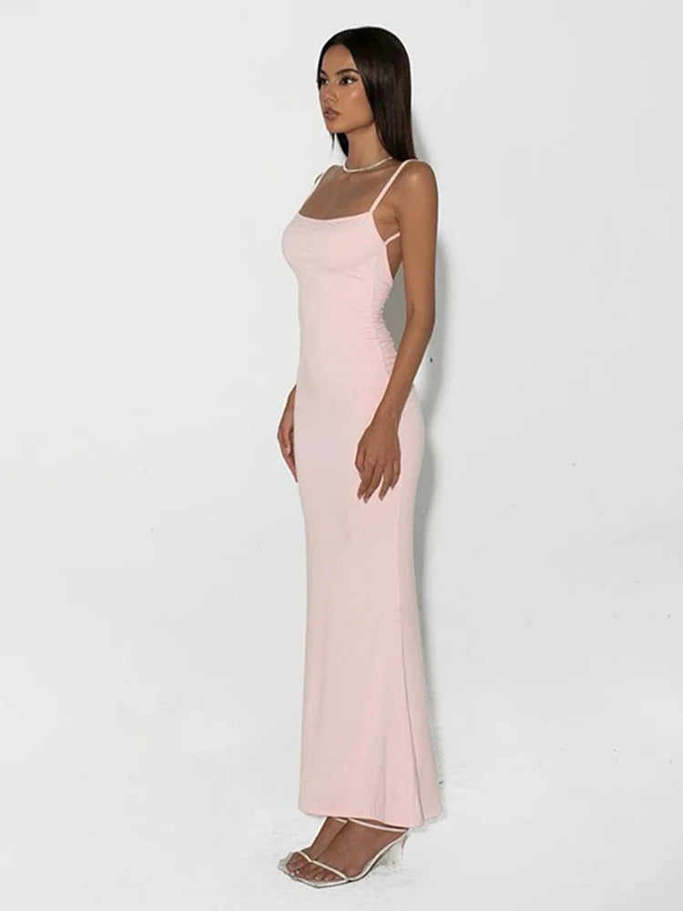 Sexy rückenfreies ärmelloses Maxi-Partykleid