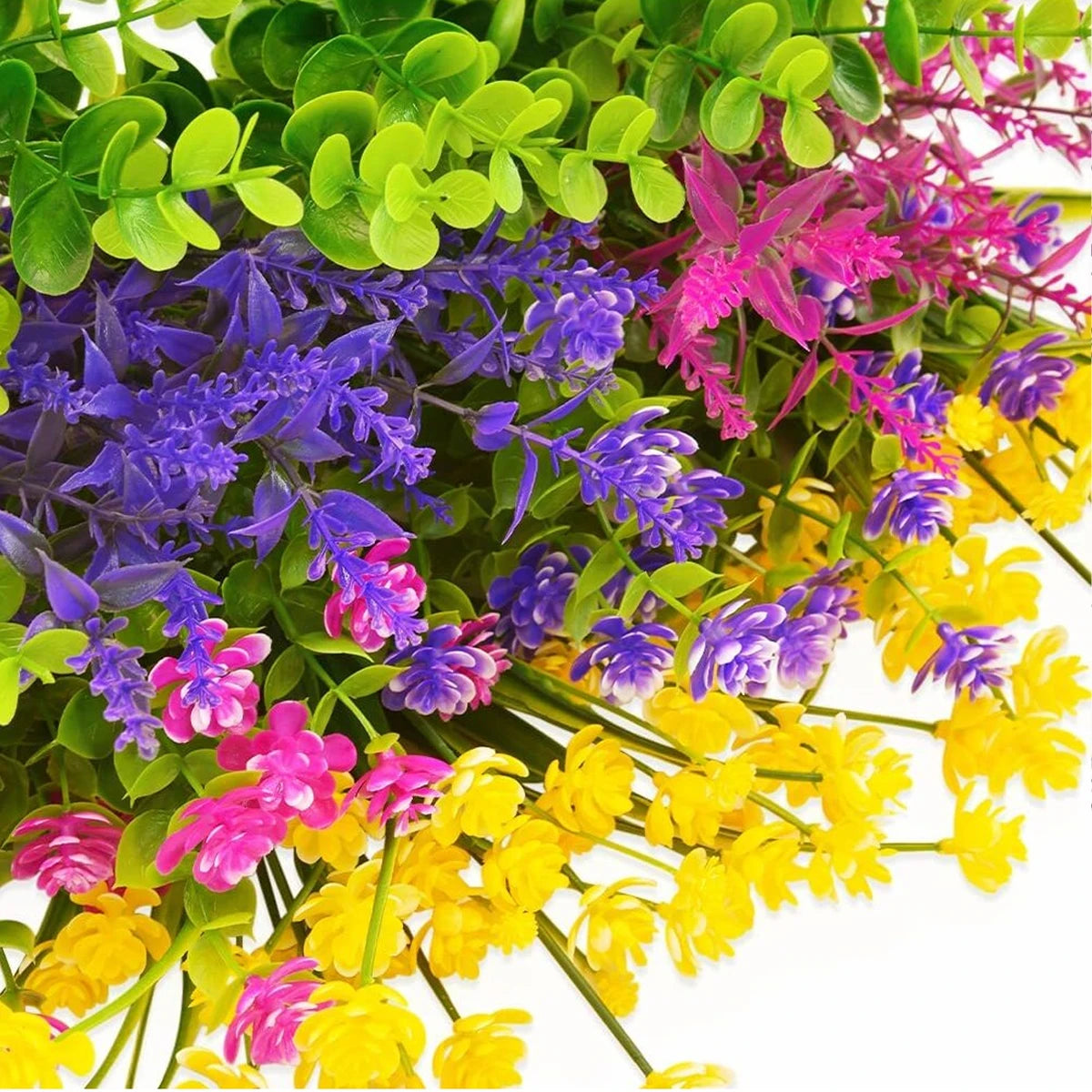 12 Bundles UV Resistant Artificial Flowers for Outdoor Decor