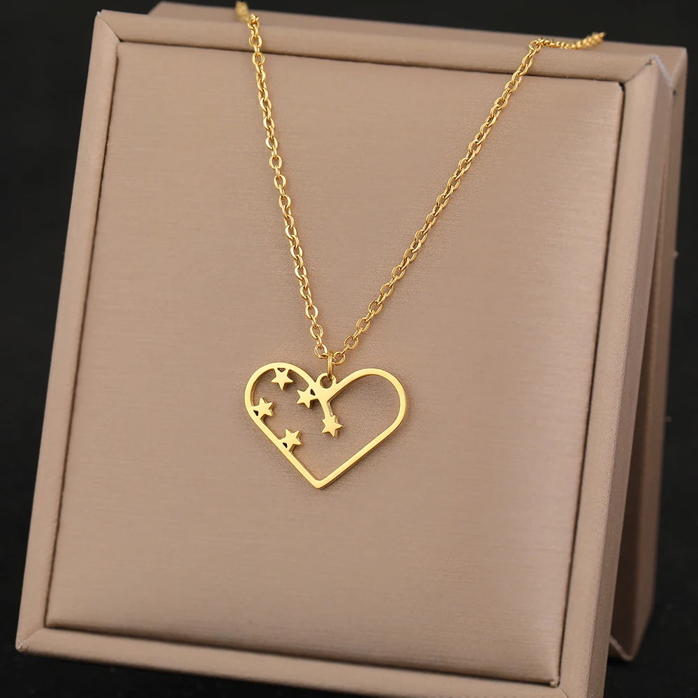 Heart shape Stainless Pendants Trendy Necklace for Women
