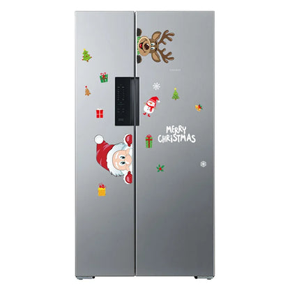 Removable Santa Elk Window Stickers for Festive Decor