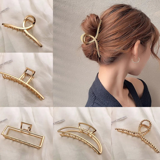 Einfache goldene Haarklammer – Retro-Clips