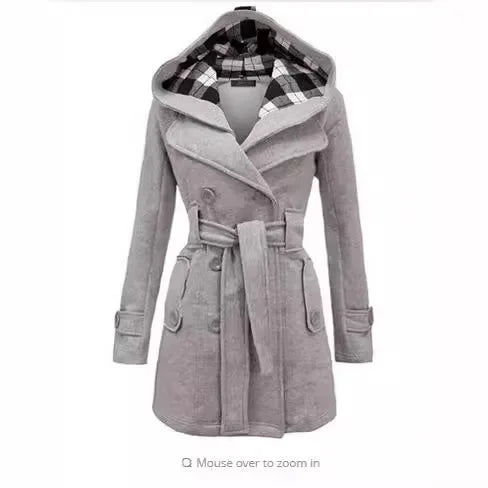 Trendy Chequered Hooded Overcoat for