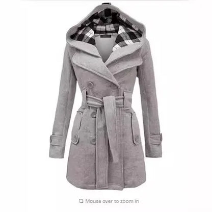 Trendy Chequered Hooded Overcoat for