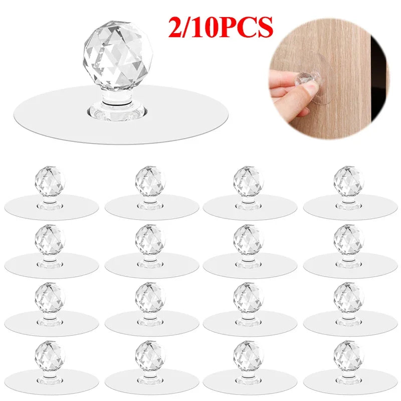 Transparent Crystal Self-Adhesive Drawer Handles