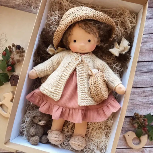 Girls Waldorf Doll - Plush Handmade Soft Stuffed Toy