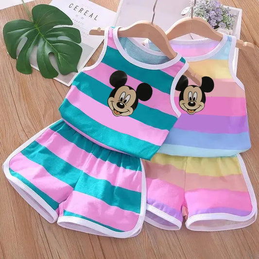 Children's Printed Sleeveless Tops & Shorts - Toddlers Infant Clothing Set