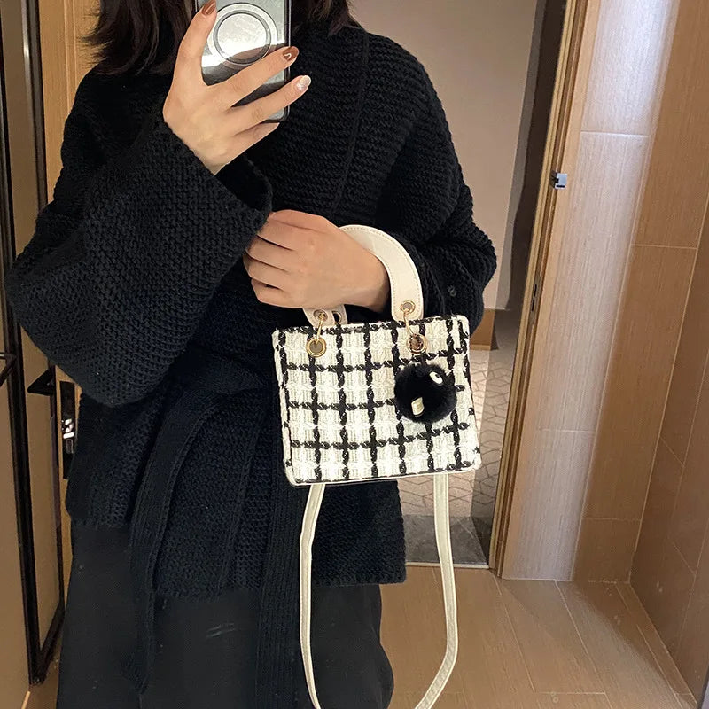 Mini Plaid Woolen Luxury Crossbody Bag