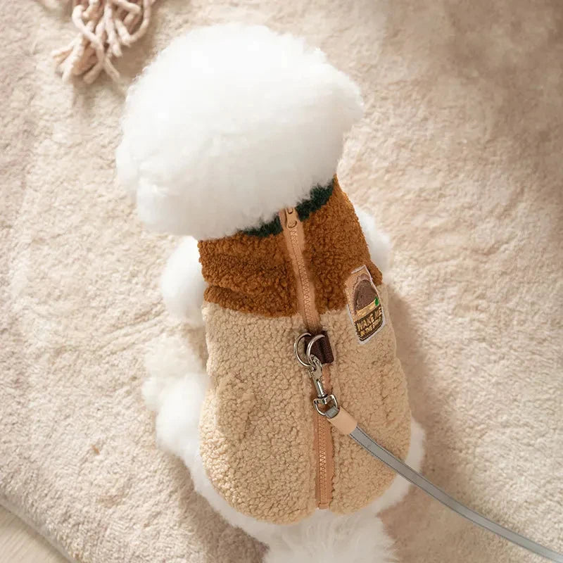 Brown Pet Jacket - Autumn Winter Dog Two Legged Cardigan Puppy Warm Clothing