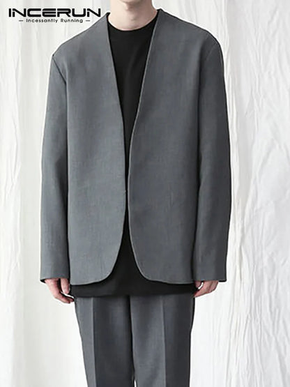 Stylish Collarless Blazer- Loose Fit for