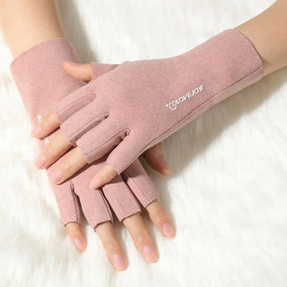 Mitaines en velours à demi-doigts pour écran tactile