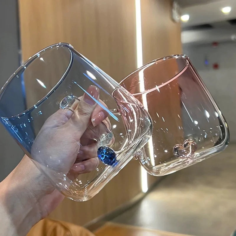 400mL 3D Love Gradient Glass Coffee Mug