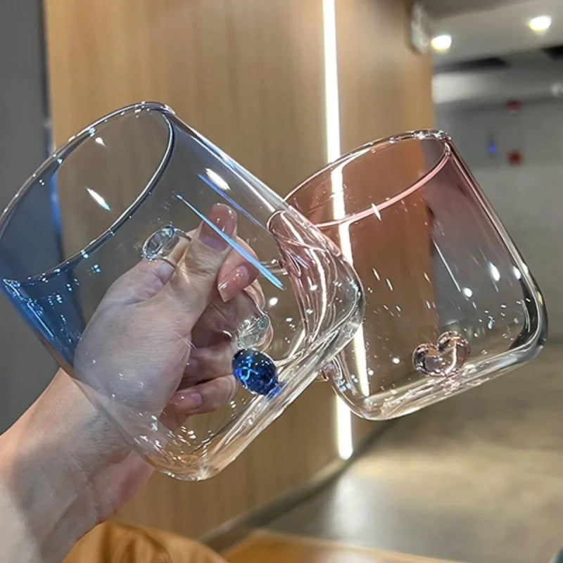 400 ml Kaffeetasse aus Glas mit 3D-Liebesfarbverlauf