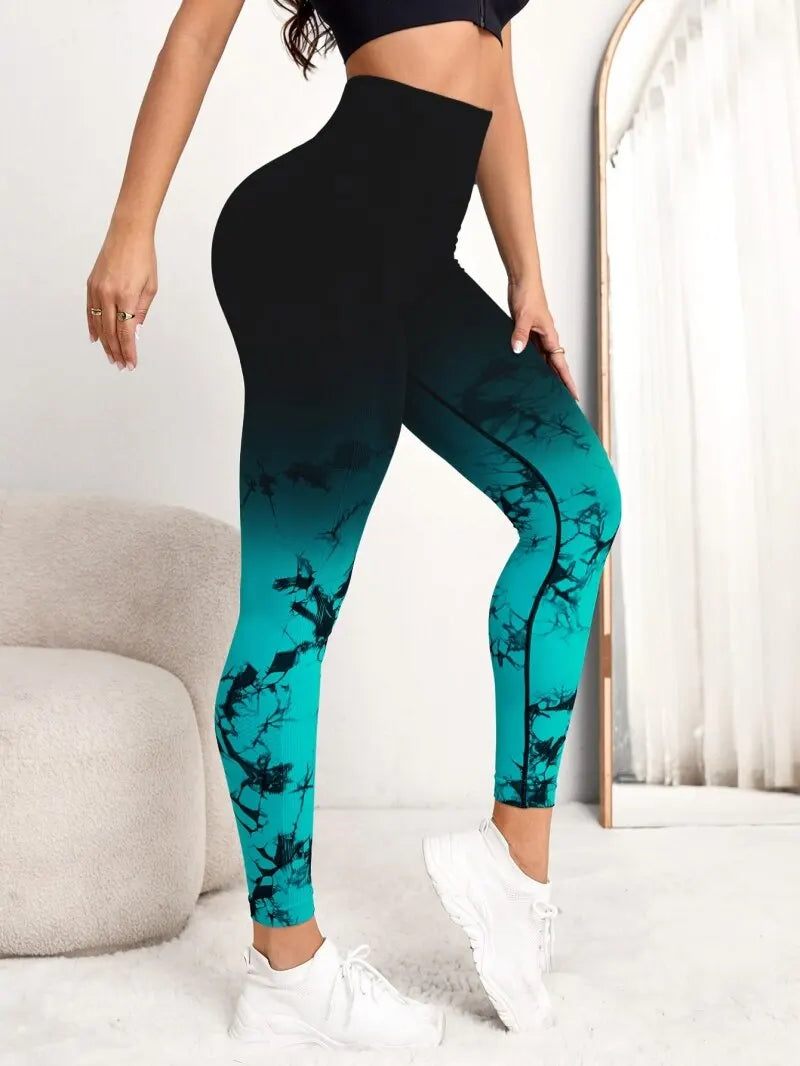 Nahtlose Yoga-Leggings mit Batikmuster