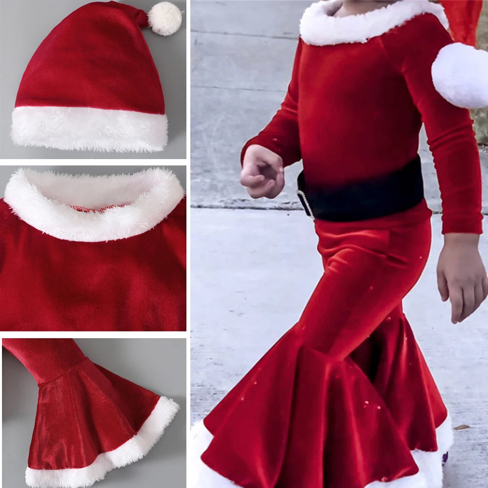 3-teiliges Weihnachtsmann-Outfit für Mädchen