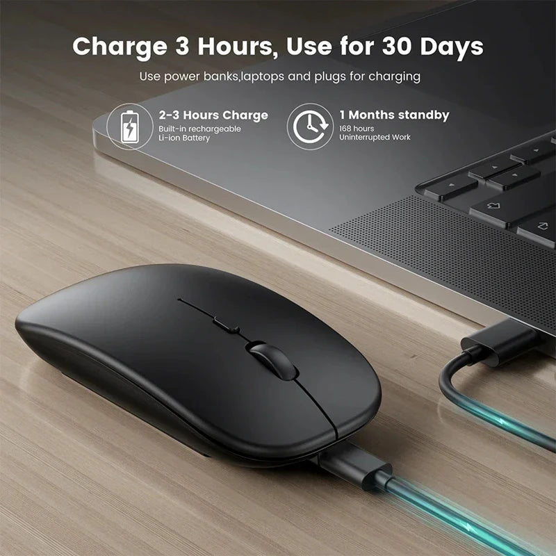 2.4GHz Bluetooth Wireless USB Rechargeable Silence Ergonomics Double Model Mini Portable Mouse