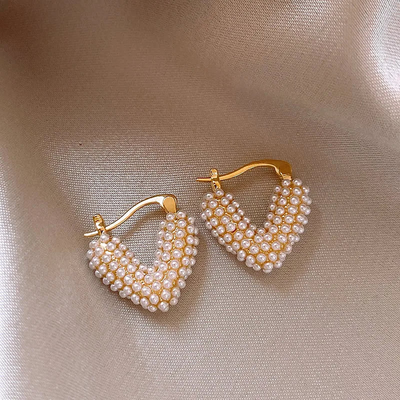 Light Luxury Love Imitation Pearl Earrings for Women