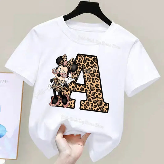 Kids' Back-to-School Cartoon Lettered Leopard T-shirt Set