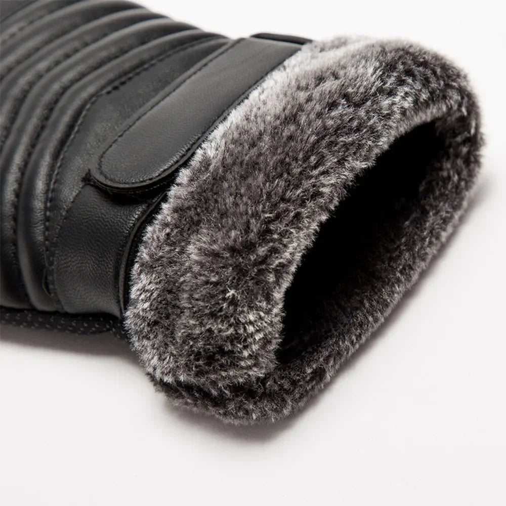 Men's Winter PU Gloves – Plush Fur Lined