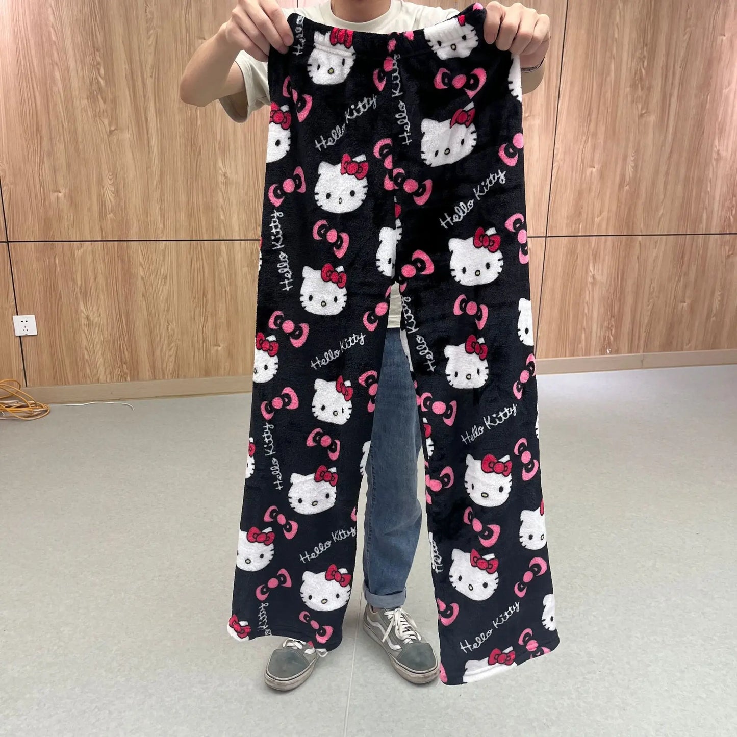 Women Kitty Pajamas Kawaii Woolen Anime Cartoon Autumn Home Pants