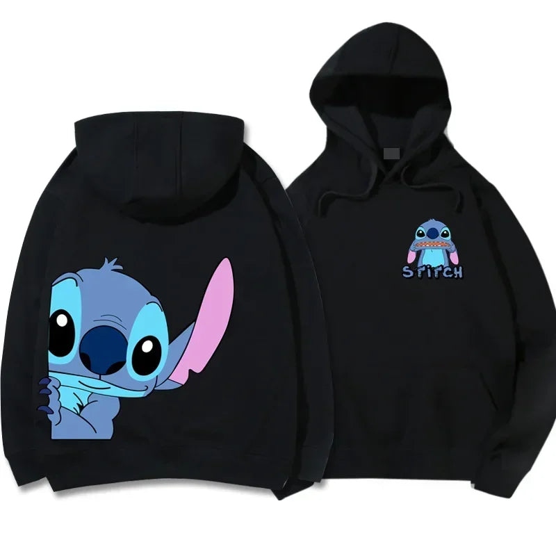 Unisex Disney Stitch Cartoon Print Winter Hoodies