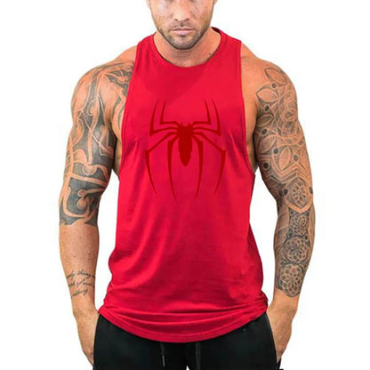 Red Spider Print Breathable Running Tank Top