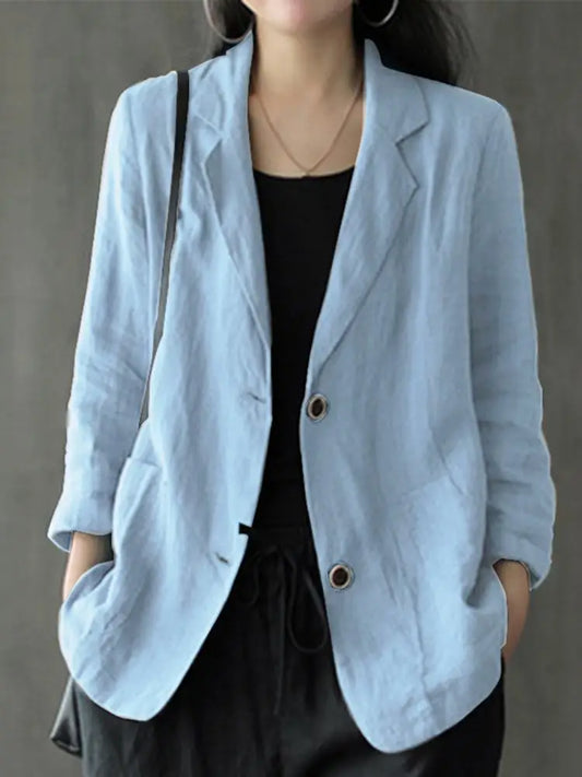 Vintage-Inspired Summer Blazer with Lapel Neck