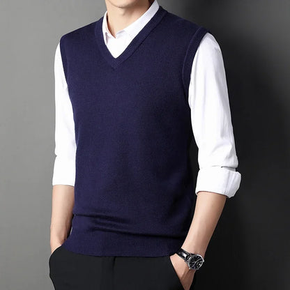 Men's V-neck Knitted Sleeveless Sweaters