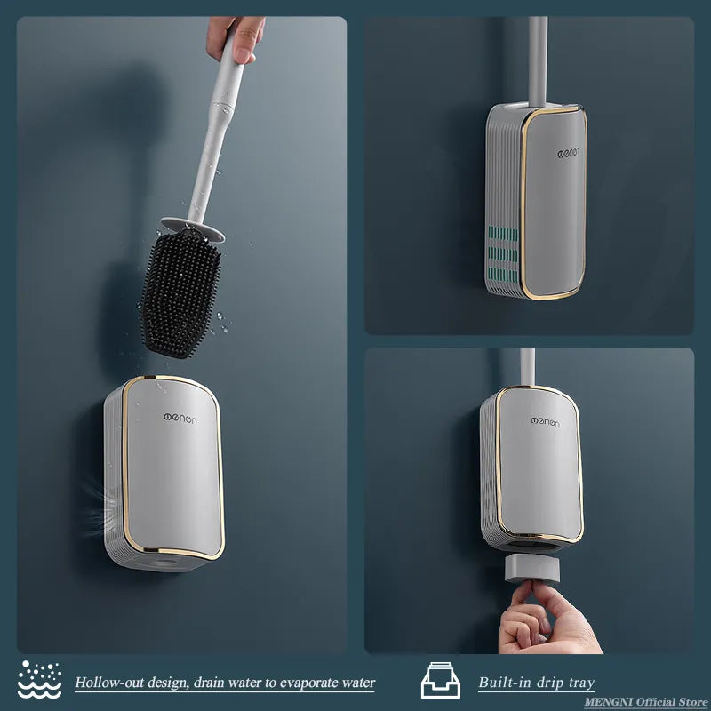 Wall-Mount Toilet Brush Set