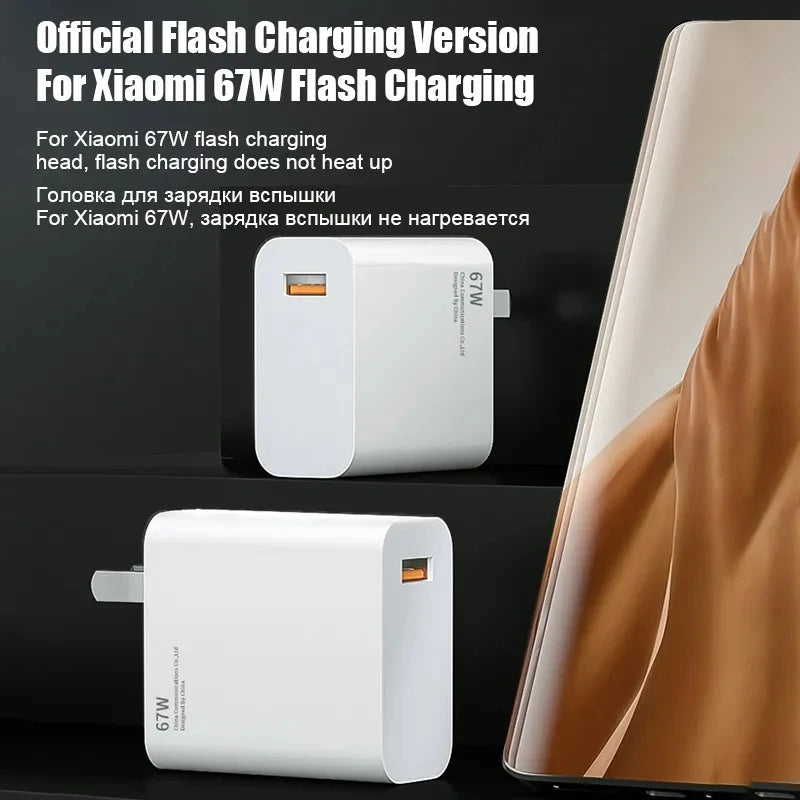 67W USB Super Fast Charger Power Adapter + Type C Charging Cable