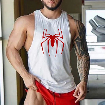 Red Spider Print Breathable Running Tank Top