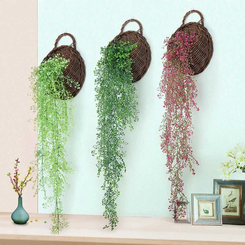 5-Fork Artificial Rattan Vine & Hanging Leaves