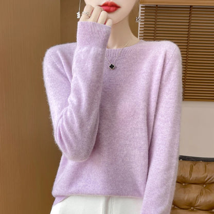 Women's Winter Warm Crew Neck Wool Sweater