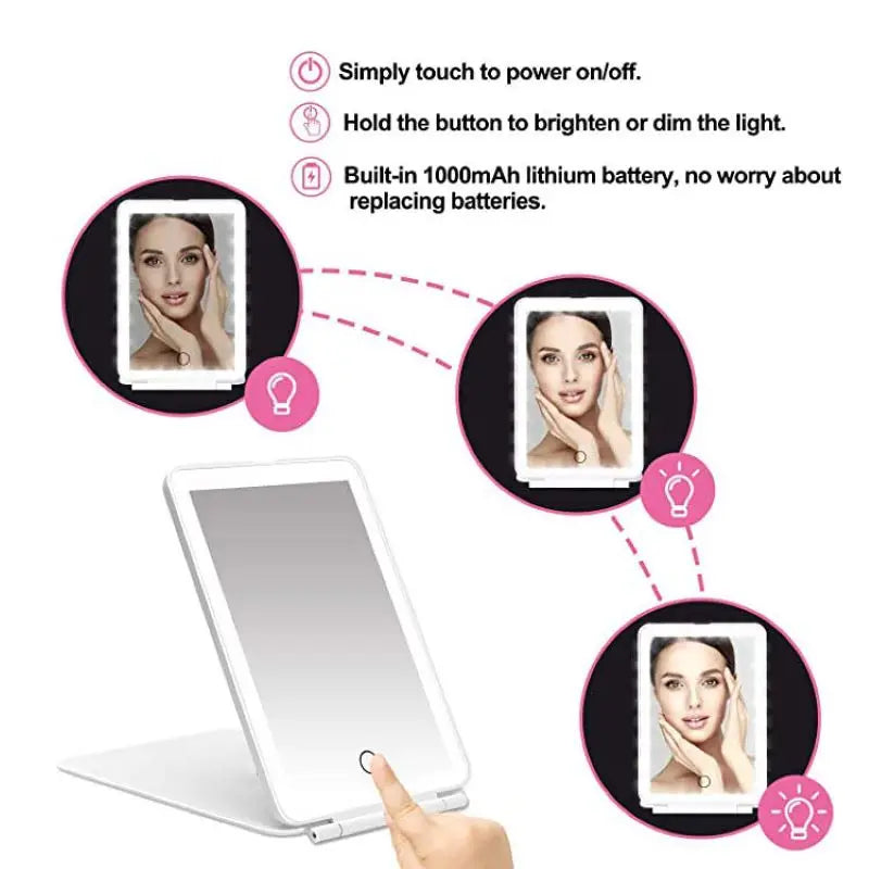 Portable Touch Screen LED Lighted Vanity Mirror