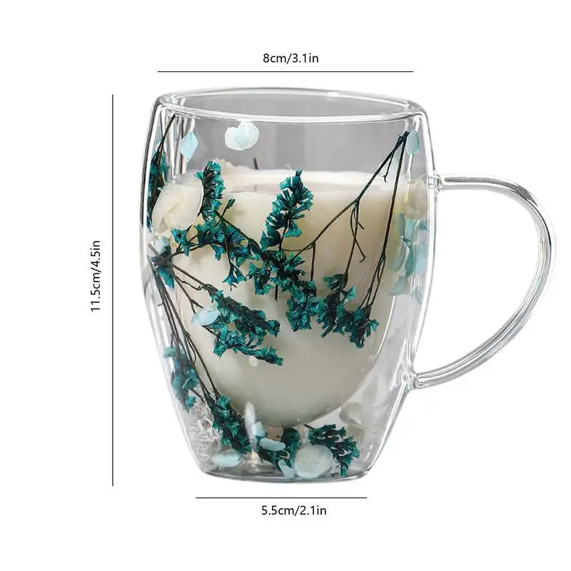 Tasse en verre à double paroi pour fleurs séchées – Polyvalente et sûre